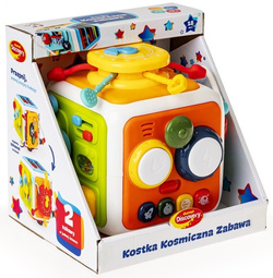 KOSTKA KOSMICZNA ZABAWA INTERAKTYWNA SENSORYCZNA SORTER GRA MELODIE DUMEL
