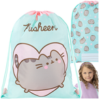 WOREK SZKOLNY NA BUTY Z IMIENIEM PUSHEEN KAPCIE OBUWIE MIĘTOWY KOTEK