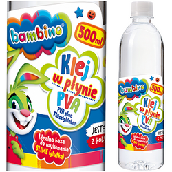 KLEJ W PŁYNIE PVA SLIME BAMBINO 500 ml GLUTY DIY PRZEZROCZYSTY - 3 szt.
