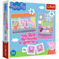 PUZZLE 2W1 + MEMOS ŚWINKA PEPPA DZIEŃ PEPPY TREFL