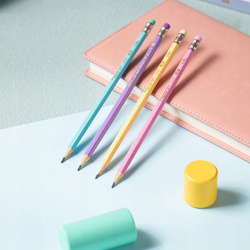 OŁÓWEK Z GUMKĄ HB DELI MACARON DREWNIANY SZKOLNY BIUROWY PASTELOWY 12 sztuk