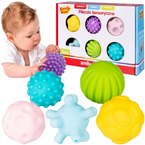 PIŁECZKI SENSORYCZNE KULE GUMOWE ANTYSTRESOWE EDUKACYJNE KOLOROWE 6 szt.