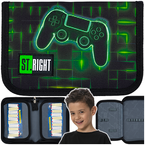 PIÓRNIK SZKOLNY DWUKLAPKOWY ST.RIGHT MAJEWSKI DLA GRACZA PIXEL NEON PAD