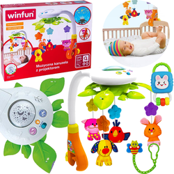 KARUZELA DO ŁÓŻECZKA MUZYCZNA Z PROJEKTOREM / LAMPKĄ POZYTYWKĄ WINFUN