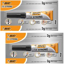 KLEJ SUPER GLUE BŁYSKAWICZNY SZYBKOSCHNĄCY BIC FIX STRONG 3g - 2 sztuki