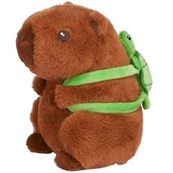 KAPIBARA PLUSZAK MASKOTKA PRZYTULANKA Z PLECAKIEM ŻÓŁWIEM 22 cm BRĄZOWA 