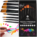 PĘDZLE DO MALOWANIA FARBAMI  PREMIUM 8 szt. PĘDZELKI PŁASKIE OKRĄGŁE KIDEA