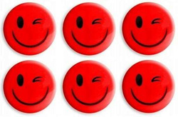 MAGNESY EMOTIKONY BUŹKI DO TABLIC CZERWONE OCZKO TETIS 30mm 6 szt.