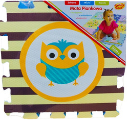 MATA PIANKOWA PODŁOGOWA MIĘKKA PUZZLE SOWA 9 EL