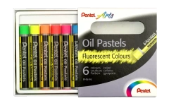PASTELE OLEJNE FLUORESCENCYJNE PENTEL ARTS KREDKI 6 KOLORÓW ARTYSTYCZNE