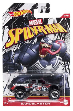 HOT WHEELS SAMOCHODZIK WYŚCIGOWY SPIDERMAN SANDBLASTER MARVEL AUTKO ZABAWKA