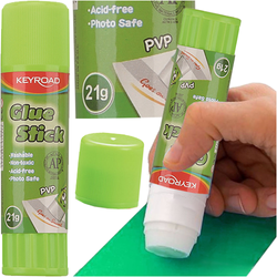 KLEJ W SZTYFCIE PVP KEYROAD 21g BIAŁY ZMYWALNY BIUROWY SZKOLNY - 20 szt.