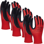 RĘKAWICE DZIANE POLIESTROWE POWLECZONE POLIESTREM ROZ. 6 CZERWONE - 3 pary