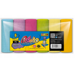KREPINA BIBUŁA MARSZCZONA 6 PASTELOWYCH KOLORÓW 10x250 cm PASTELLO