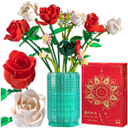 KLOCKI KONSTRUKCYJNE CZERWONE RÓŻE W WAZONIE KWIATY KWIATKI BUKIET 1022 EL.