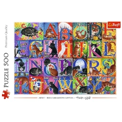 PUZZLE 500 ELEMENTÓW KOCI ALFABET KOTY LITERKI UKŁADANKA 37527 TREFL