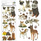 NAKLEJKI PAPIEROWE NALEPKI Z BROKATEM PSY PIESKI 21 SZTUK TITANUM