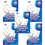 BLOK TECHNICZNY BIAŁY A4 ASTRA 10 KARTEK 240g GRUBSZY SZKOLNY - 5 sztuk