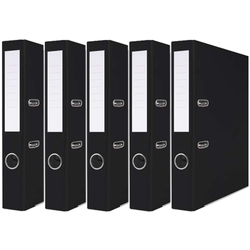 SEGREGATOR A4/50mm Z DŹWIGNIĄ SZYNĄ BASIC-S PP CZARNY Z ETYKIETĄ - 5 sztuk