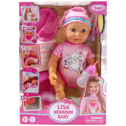 LALKA BOBAS SIUSIAJĄCY LISA NEWBORN BABY 40 cm BUTELECZKA PIELUSZKA SMOCZEK