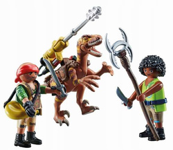 PLAYMOBIL DINO RISE OBRONA PRZED KŁUSOWNIKIEM DINOZAUR DEINONYCH KLOCKI 