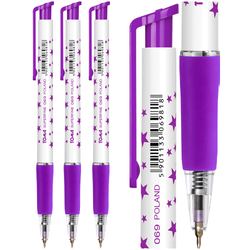 DŁUGOPIS AUTOMATYCZNY S-FINE W GWIAZDKI FIOLETOWY TOMA SUNNY - 3 sztuki