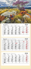 KALENDARZ ŚCIENNY TRÓJDZIELNY Z NUMERACJĄ TYGODNI KWIATOWE WZGÓRZE 2026 ROK