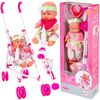 LALKA JULKA 30CM Z WÓZKIEM BOBAS NIEMOWLĘ SPACERÓWKA AKCESORIA SMILY PLAY