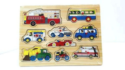 PUZZLE DREWNIANE Z UCHWYTAMI POJAZDY UKŁADANKA