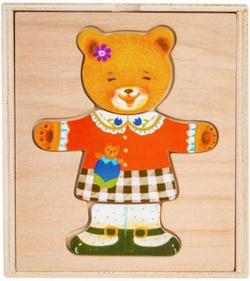 UKŁADANKA DREWNIANA PUZZLE MIŚ MISIE UBRANKA EMOCJE 18 ELEMENTÓW SMILY PLAY