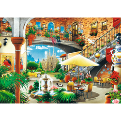 PUZZLE WIDOK NA BARCELONĘ SAGRADA FAMILIA BARCELONA   2000 EL. TREFL 27105