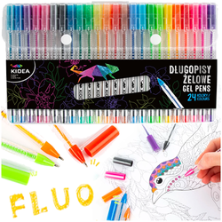 DŁUGOPISY ŻELOWE SZYBKOSCHNĄCE INTENSYWNE DEKORACYJNE 24 kolory KIDEA