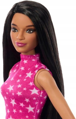 LALKA BARBIE FASHION RÓŻOWA STYL ROCKOWY DŁUGIE CIEMNE WŁOSY 30 cm