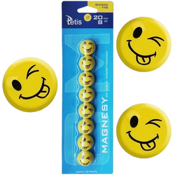 MAGNESY DO TABLIC EMOTKI EMOTIKONY BUŹKI ŻÓŁTE JĘZYCZEK TETIS 20mm 8szt.