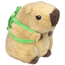 KAPIBARA PLUSZAK MASKOTKA PRZYTULANKA Z PLECAKIEM ŻÓŁWIEM 22 cm BEŻOWA