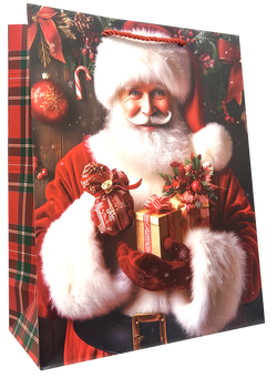 TORBA PREZENTOWA TOREBKA ŚWIĄTECZNA MIKOŁAJKI ŚWIĘTA KRATKA 31x40x12 cm