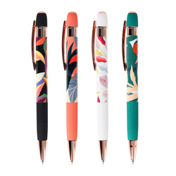 DŁUGOPIS ŻELOWY AUTOMATYCZNY STRIGO FLORAL METALOWA OBUDOWA NIEBIESKI 0,7mm