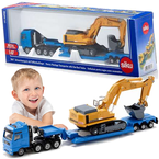 CIĘŻARÓWKA Z KOPARKĄ SIKU METALOWA LIEBHERR LAWETA 1:87 SIKU 1847