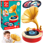 GRAMOFON DREWNIANY DLA MALUCHA NAGRYWAJ PŁYTY MELODIE FONOGRAF HAPE