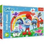 PUZZLE MAXI 24 SMERFY SMERFNY DZIEŃ DUŻE ELEMENTY UKŁADANKA TREFL 14374