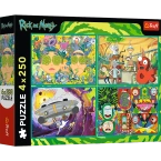 PUZZLE 4x250 EL. ZAKRĘCONY ŚWIAT RICKA I MORTY'EGO UKŁADANKA TREFL 13338