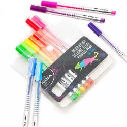 DŁUGOPISY ŻELOWE KOLOROWE FLUO NEONOWE JASKRAWE 12 kolorów KIDEA