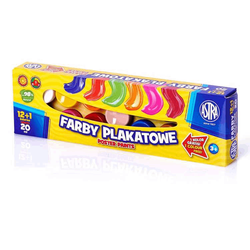FARBY PLAKATOWE ASTRA 13 INTENSYWNYCH KOLORÓW x 20ml SZKOLNE NA PLASTYKĘ
