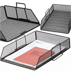 SZUFLADKA NA BIURKO ORGANIZER METALOWY 28x34x8cm CZARNY SIATKA Q-CONNECT