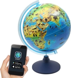 GLOBUS INTERAKTYWNY PODŚWIETLANY LED 32CM EDUKACYJNY ZWIERZĘTA ŚWIATA APKA