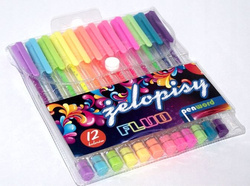 DŁUGOPISY ŻELOWE FLUO ŻELOPISY PENWORD 12 KOL