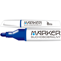 MARKER SUCHOŚCIERALNY DO BIAŁYCH TABLIC 3mm NIEBIESKI STOŻKOWY TETIS -3 szt