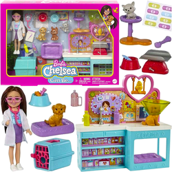 BARBIE CHELSEA LALKA WETERYNARZ GABINET PIESKI FIGURKI LEGOWISKO DRAPAK
