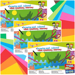 BLOK RYSUNKOWY KOLOROWY A4 20 KARTEK 70g SZKOLNY NA PLASTYKĘ GIMBOO - 3 szt