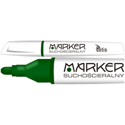 MARKER SUCHOŚCIERALNY DO BIAŁYCH TABLIC 3mm ZIELONY STOŻKOWy TETIS - 2 szt.